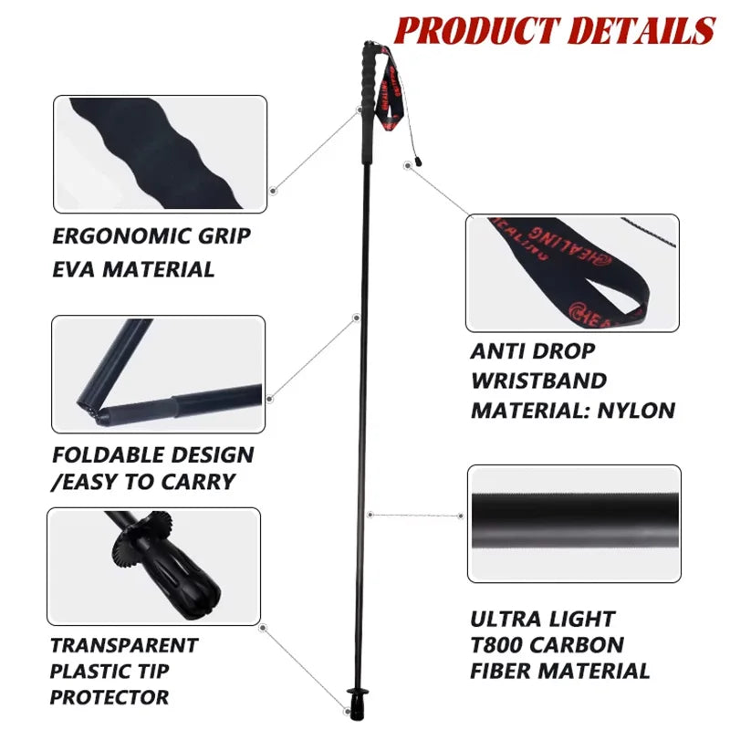 OKHEALING Foldable Carbon Fiber Trekking Poles for Hiking and Walking