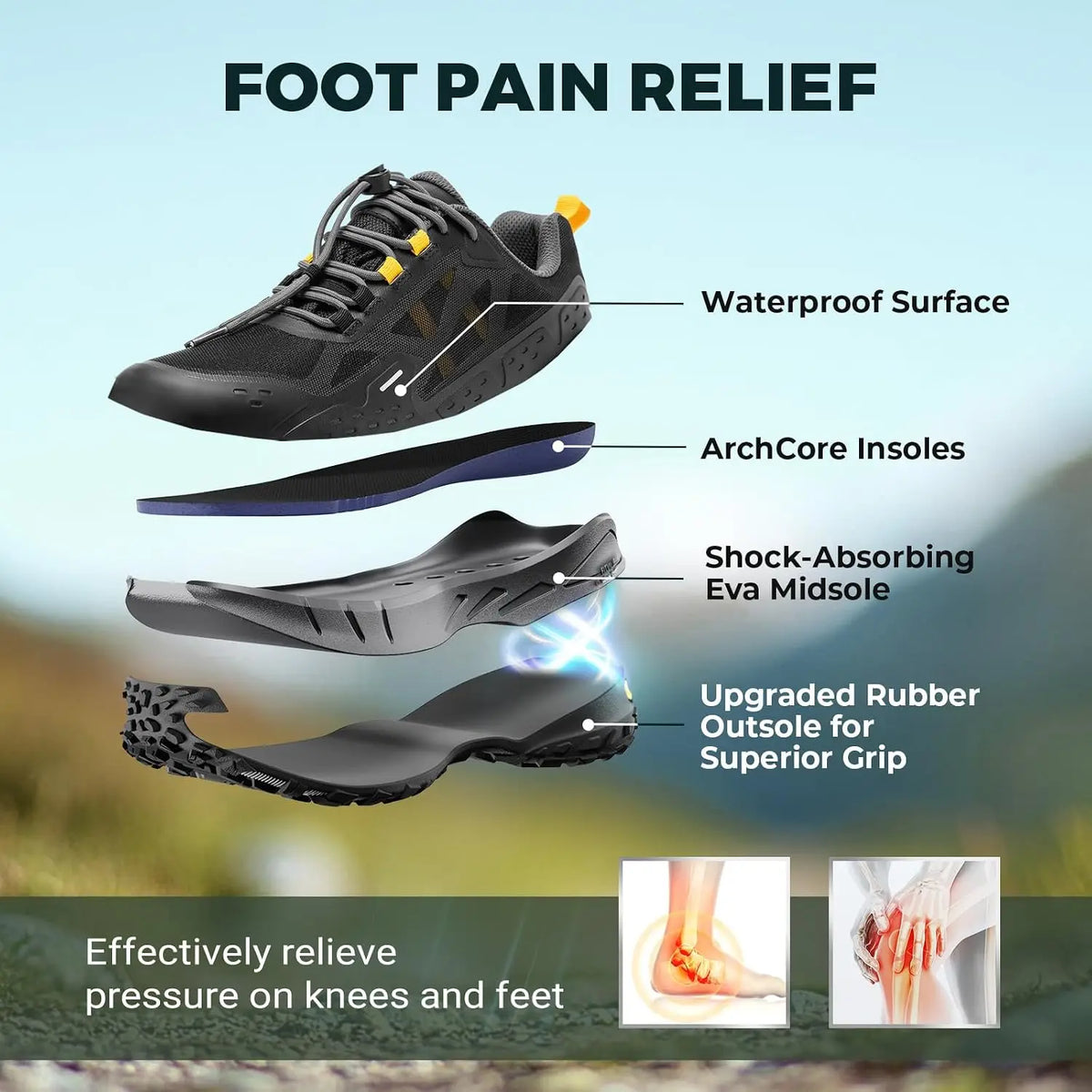 FitVille Men's Waterproof Hiking Shoes With Non Slip Traction