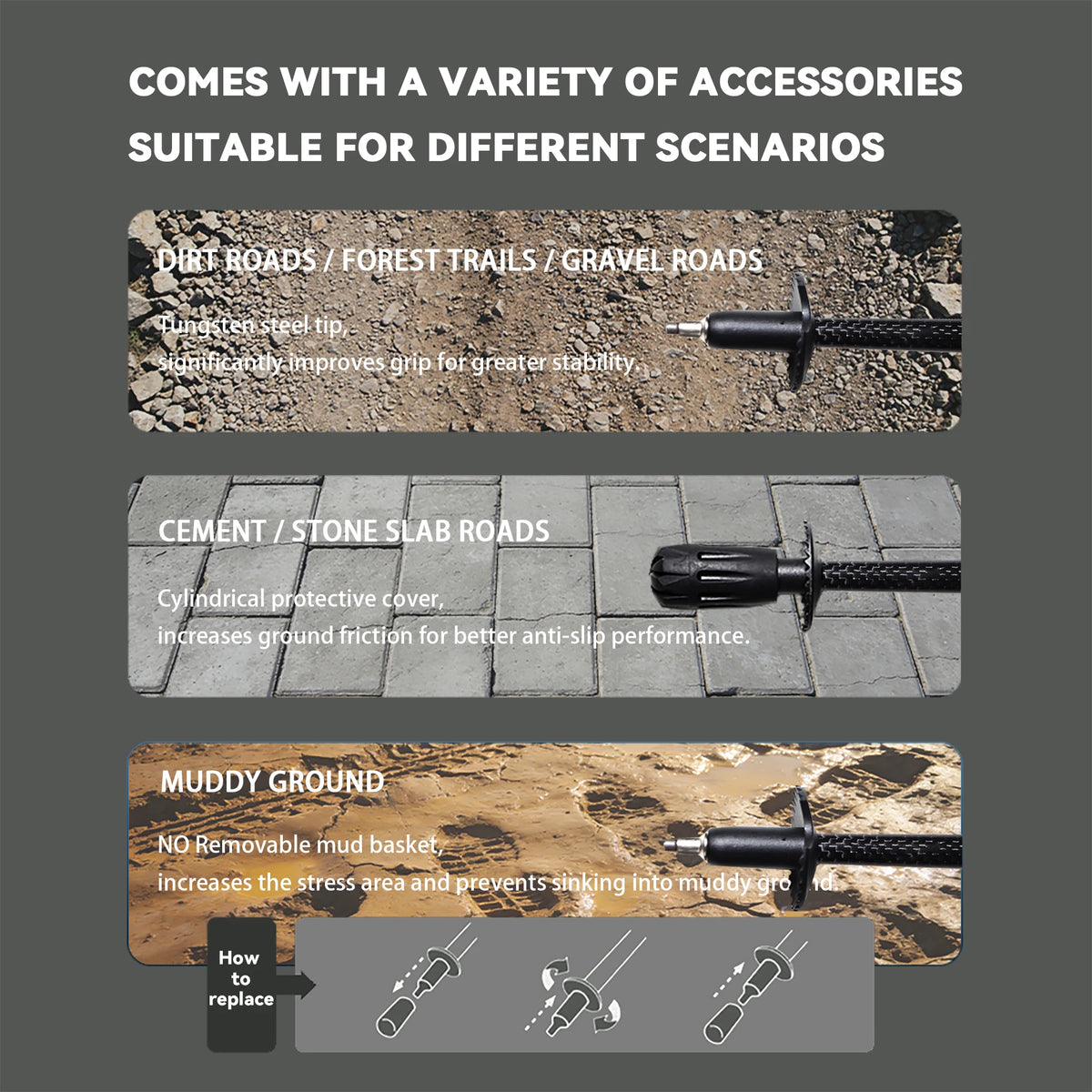OKHEALING Foldable Carbon Fiber Trekking Poles for Hiking and Walking