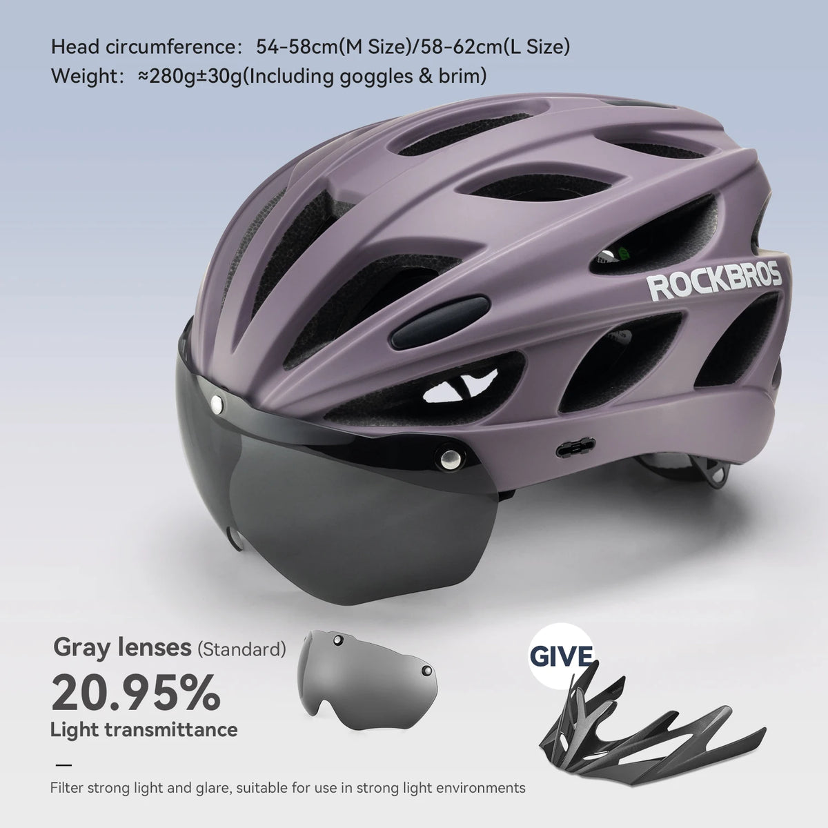 ROCKBROS Integrated Cycling Helmet With Goggles For Road And MTB