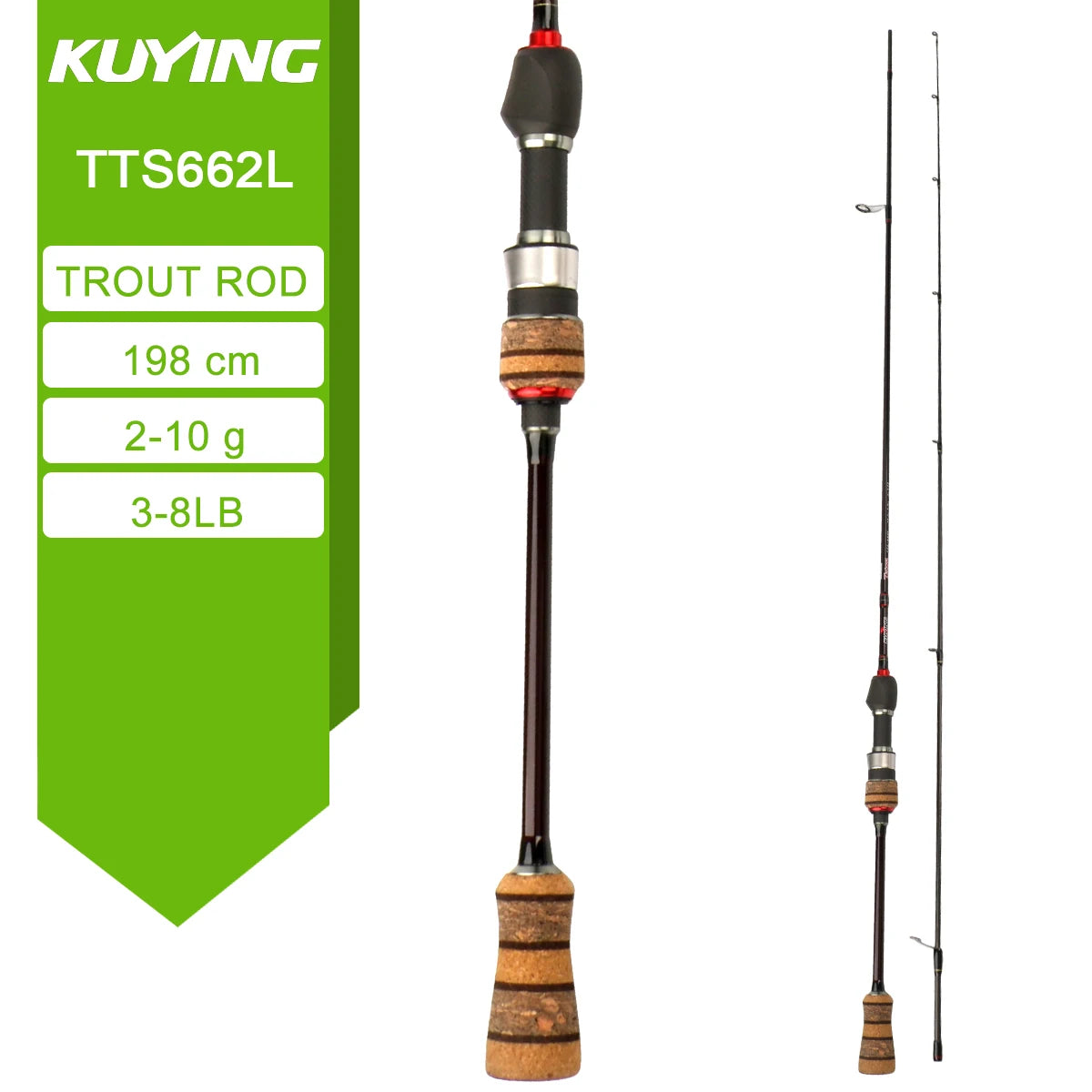 KUYING TETON Carbon Spinning and Casting Fishing Rods for Lures