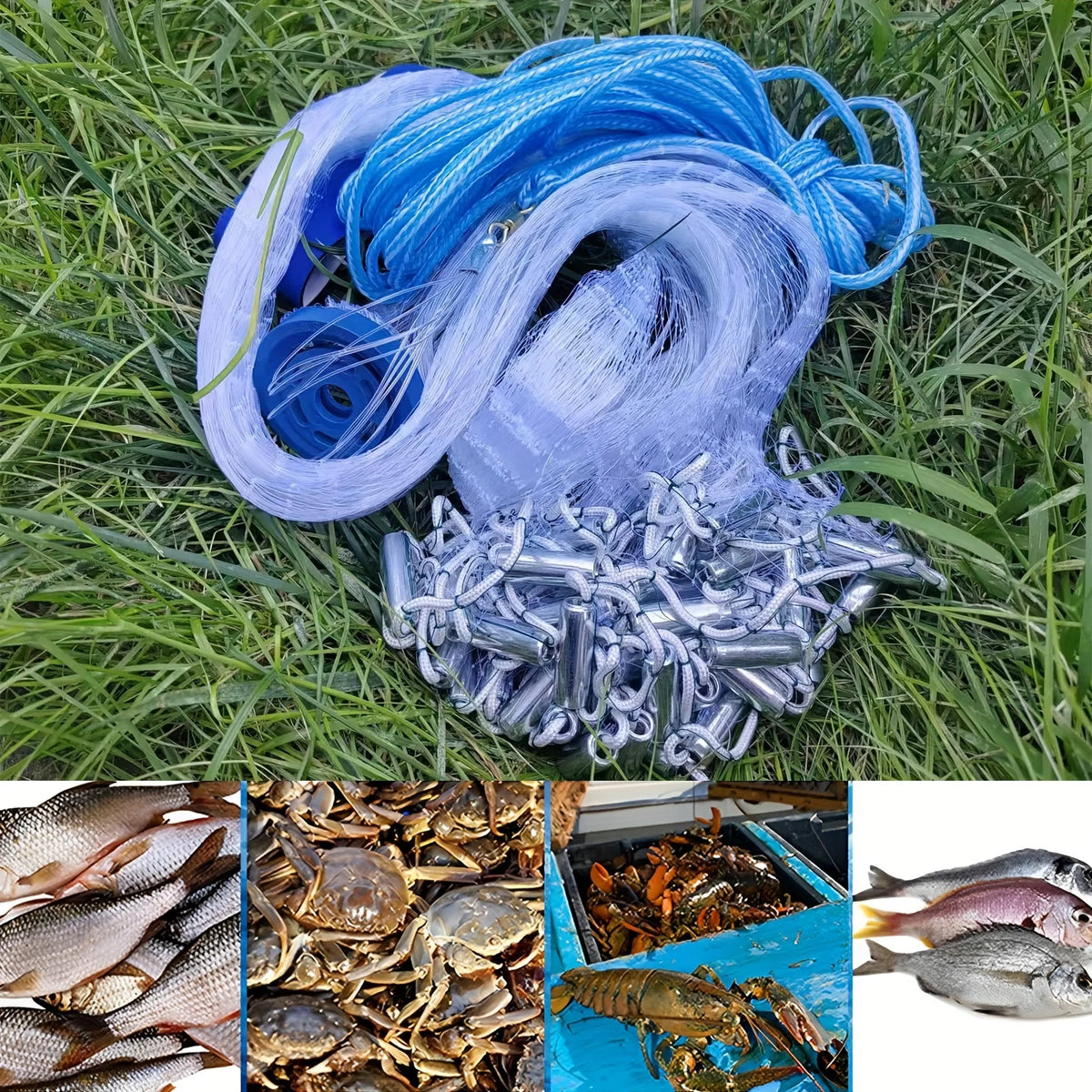 Easy Throw Nylon Fishing Cast Net for Saltwater and Freshwater