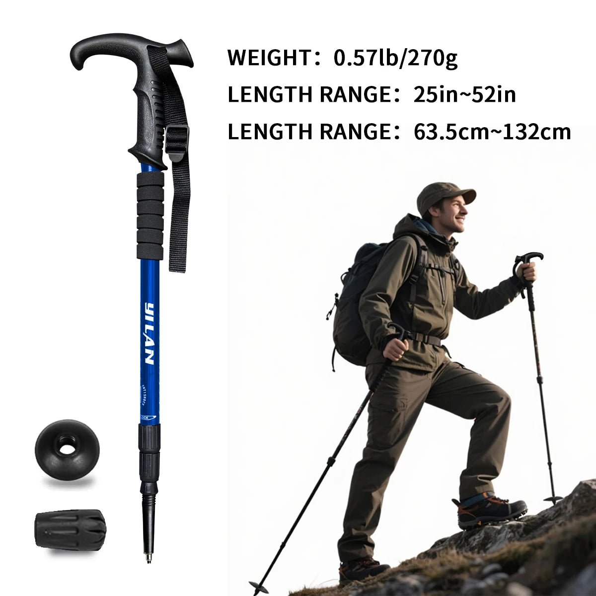 Ultralight Aluminum Hiking Poles With Shock Absorption And Fast Locking