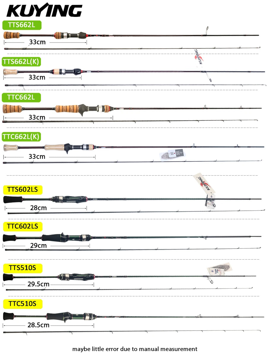 KUYING TETON Carbon Spinning and Casting Fishing Rods for Lures