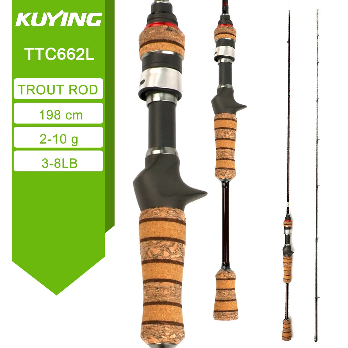 KUYING TETON Carbon Spinning and Casting Fishing Rods for Lures
