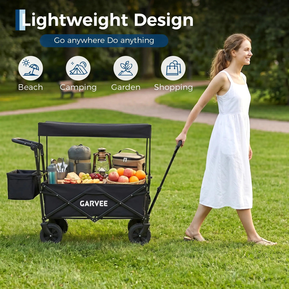 Folding Utility Wagon Cart for Outdoor Garden and Travel