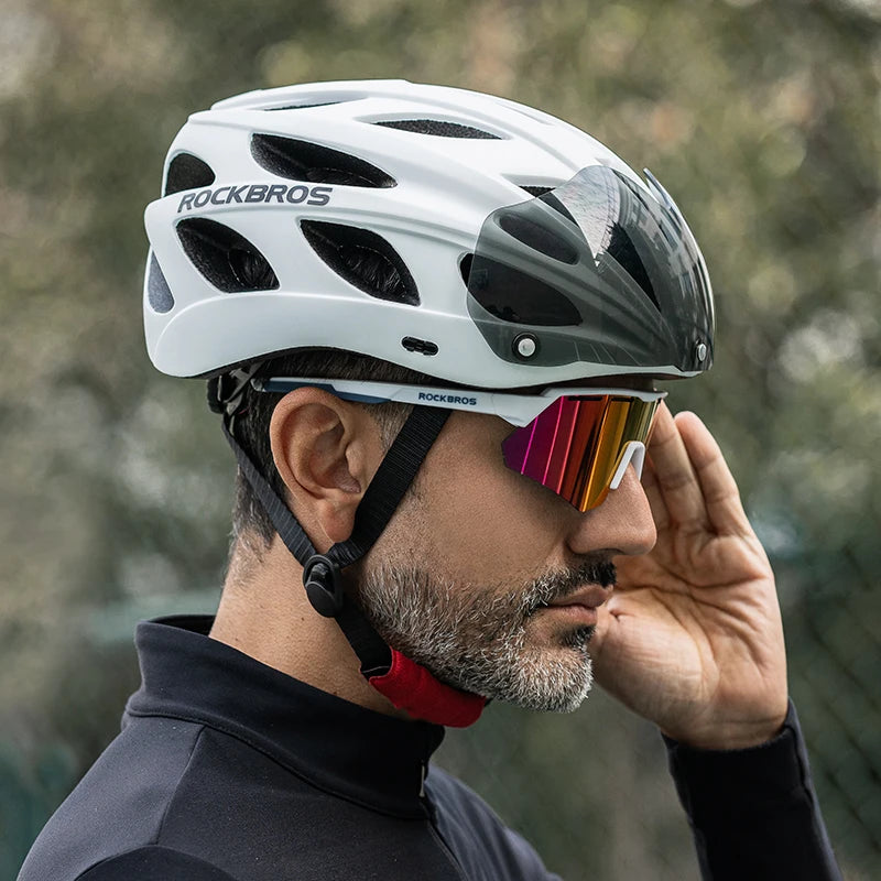 ROCKBROS Integrated Cycling Helmet With Goggles For Road And MTB