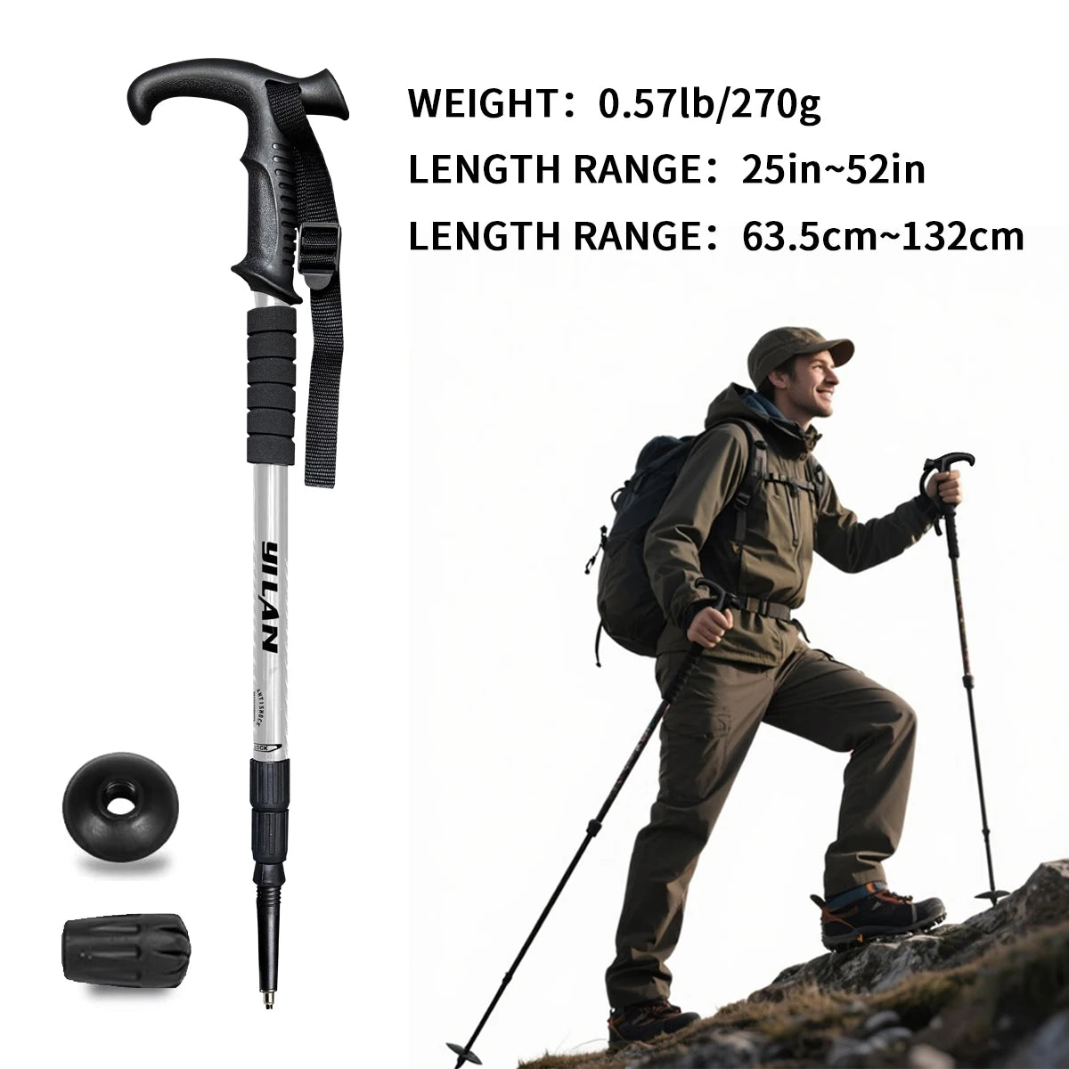 Ultralight Aluminum Hiking Poles With Shock Absorption And Fast Locking