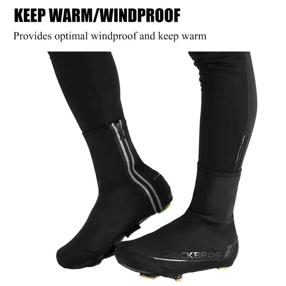 ROCKBROS Winter Cycling Shoe Covers Windproof Warm Reflective Water Repellent