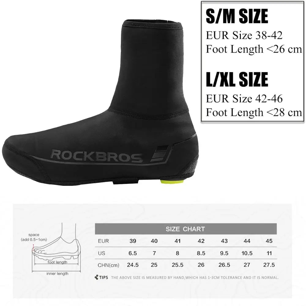 ROCKBROS Winter Cycling Shoe Covers Windproof Warm Reflective Water Repellent