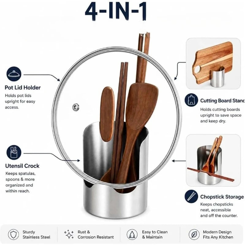 Stainless Steel Kitchen Utensil Organizer For Pots And Cooking Tools
