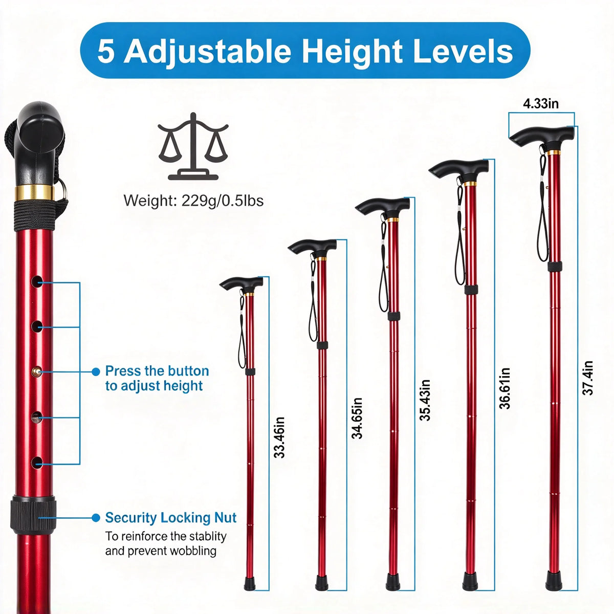 Adjustable Folding Trekking Pole for Hiking, Travel, and Walking Support