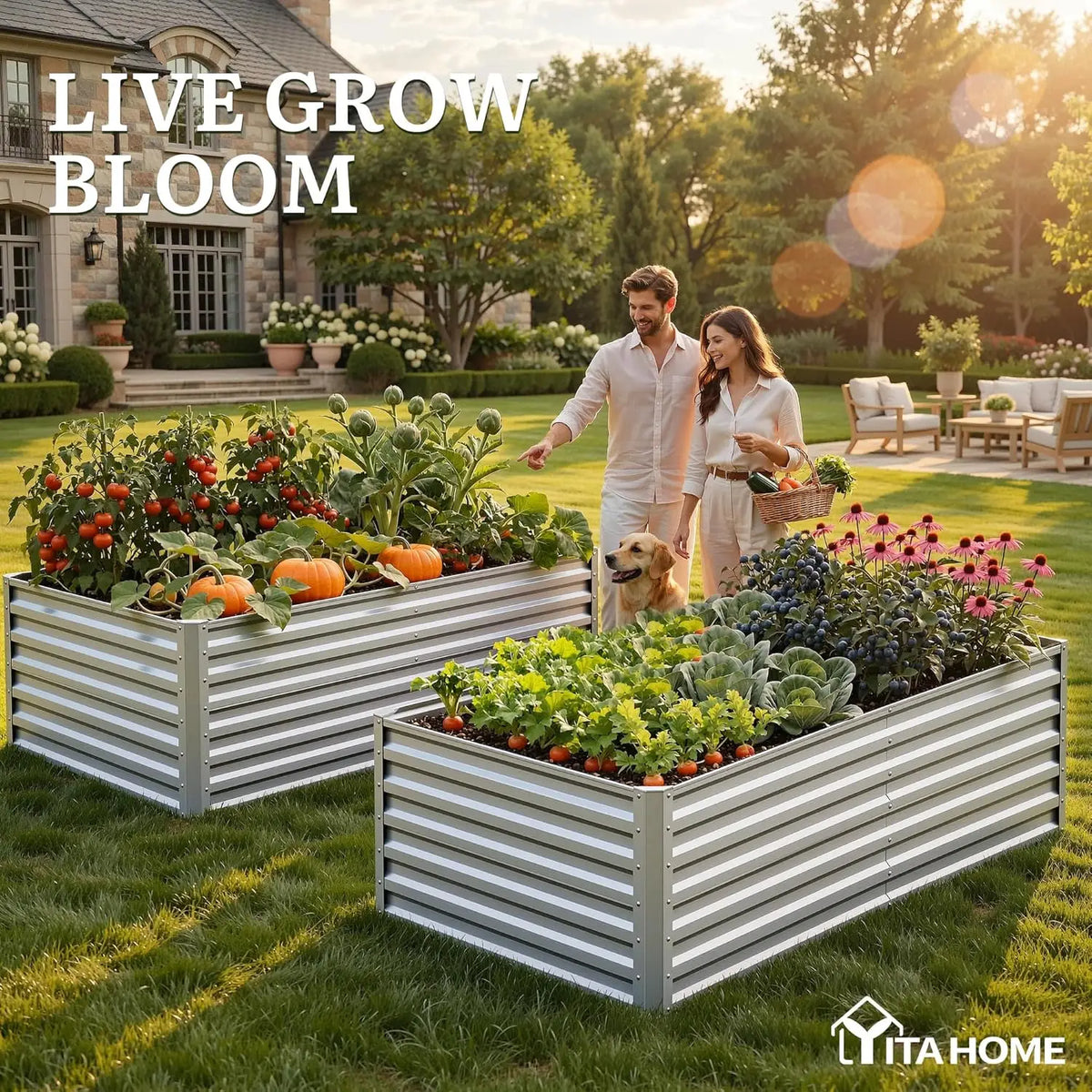 Galvanized Metal Raised Garden Bed Planter Kit for Outdoor Gardening