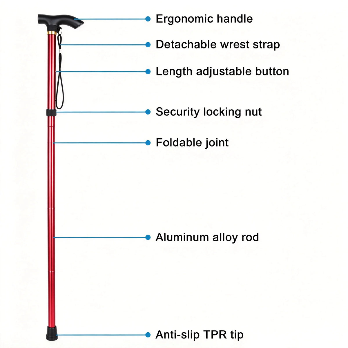 Adjustable Folding Trekking Pole for Hiking, Travel, and Walking Support
