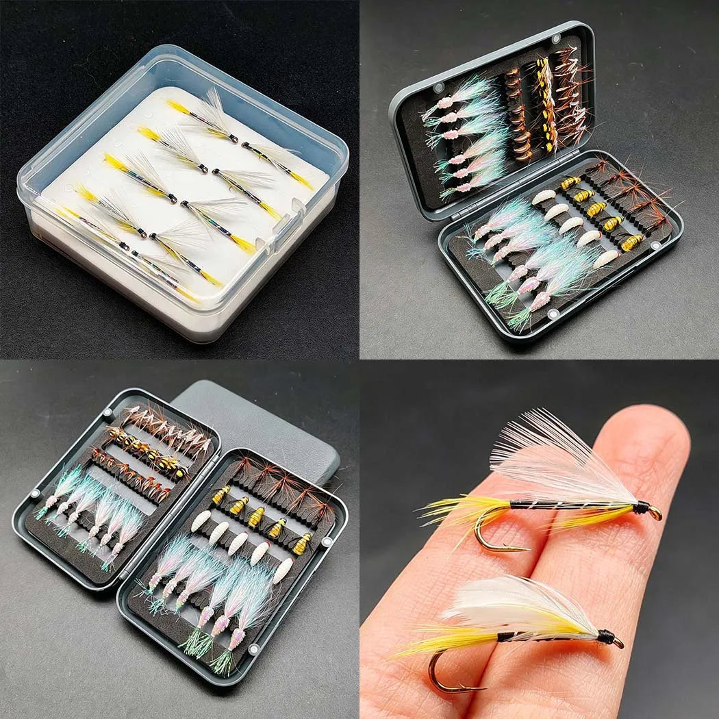 Fly Fishing Flies Assortment With Dry Wet And Nymph Lures