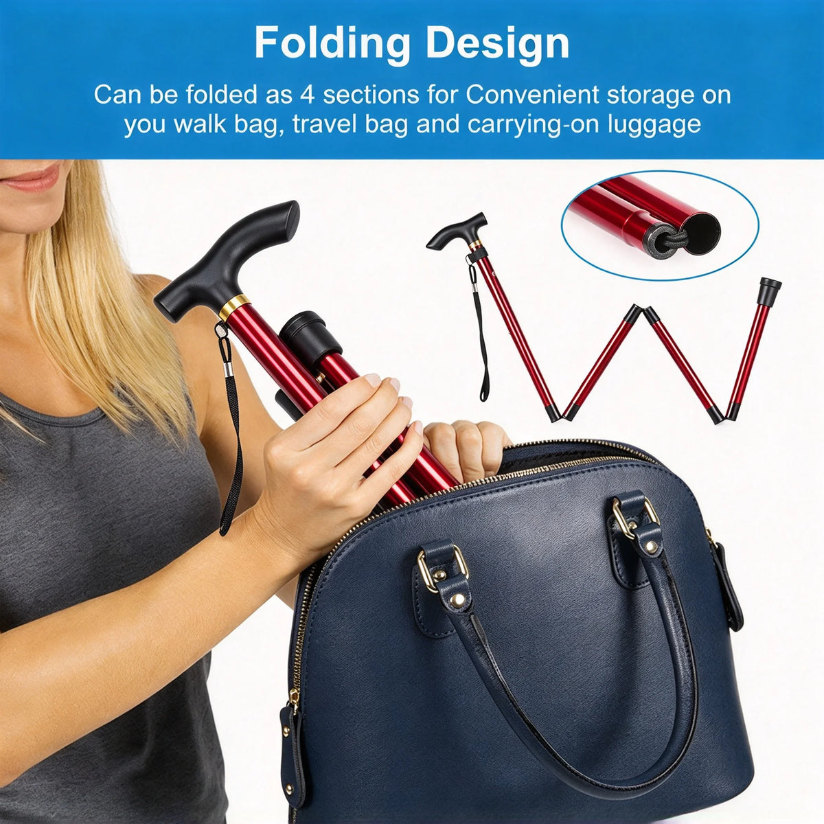 Adjustable Folding Trekking Pole for Hiking, Travel, and Walking Support