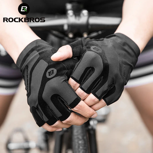 ROCKBROS Breathable Shockproof Fingerless Cycling Gloves With Damping Palm Support