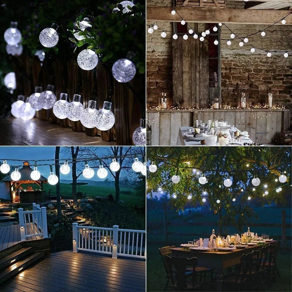 Solar Bubble Ball String Lights Eight Modes Indoor Outdoor Decor