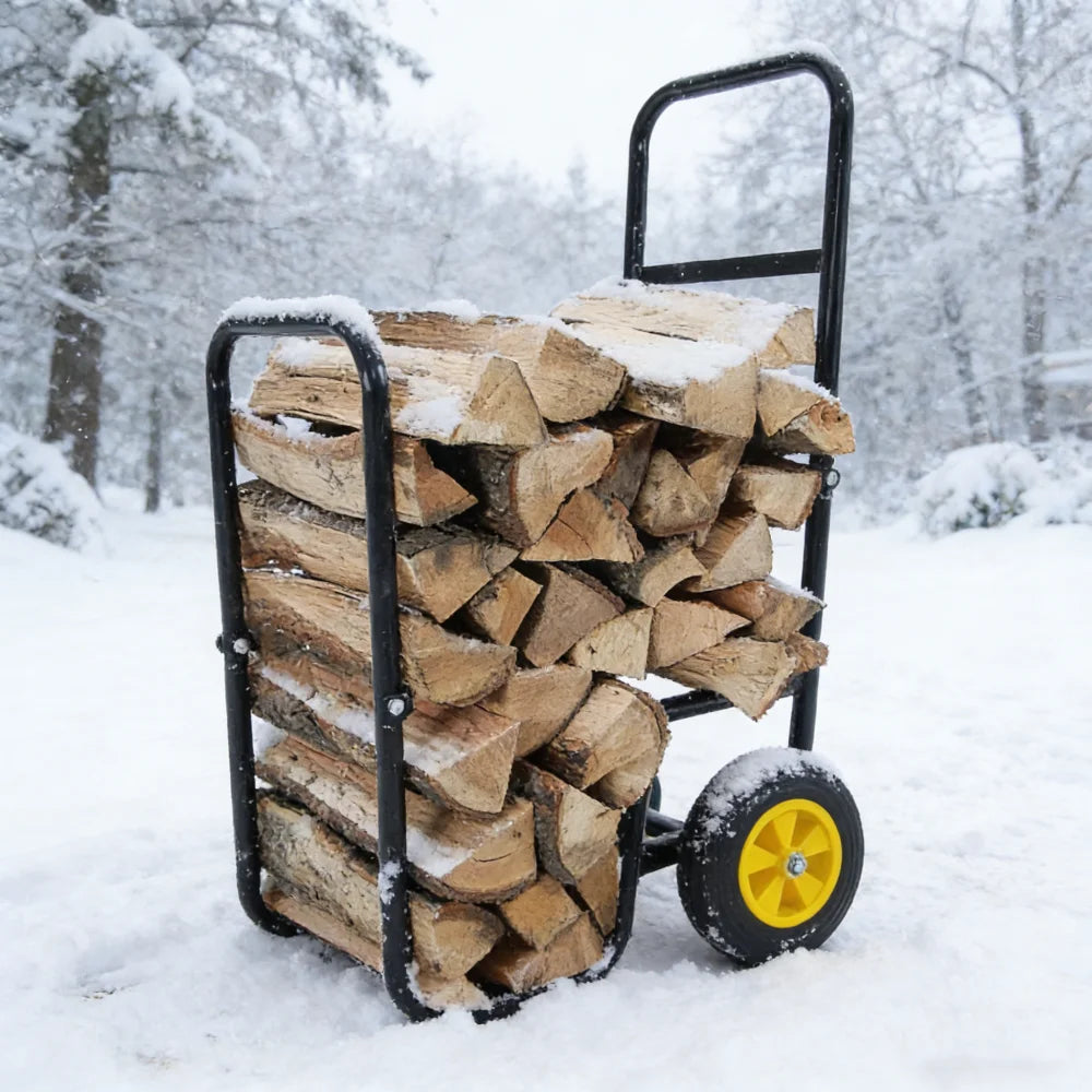 Rolling Firewood Log Cart With Durable Wheels For Easy Moving