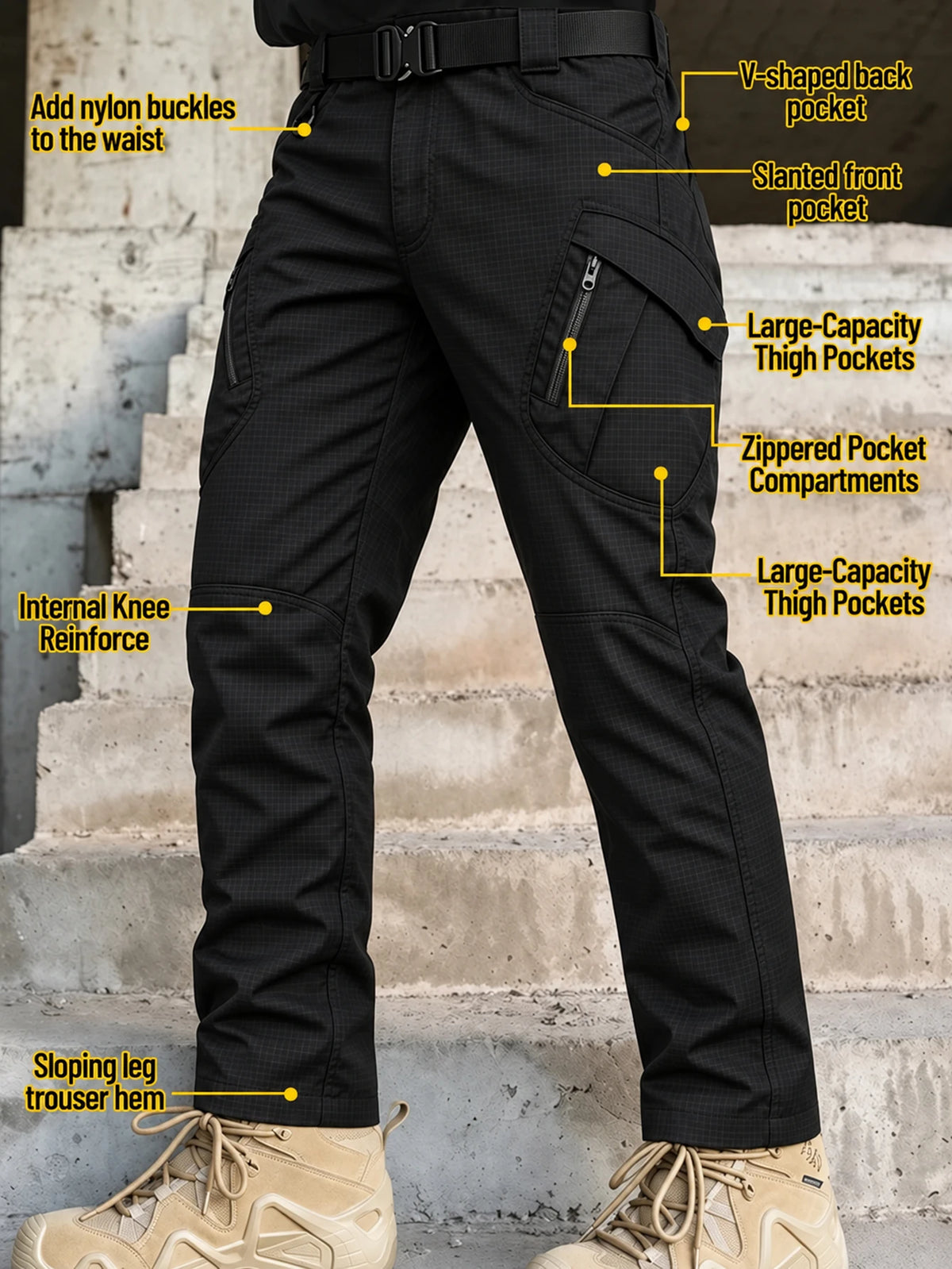 Men's Heavy Duty Tactical Ripstop Cargo Work Pants Water Resistant