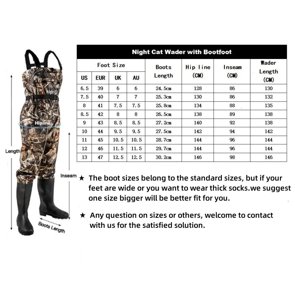 Night Cat Waterproof Fishing and Hunting Chest Waders