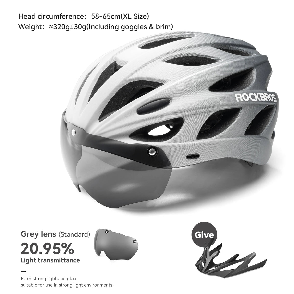 ROCKBROS Integrated Cycling Helmet With Goggles For Road And MTB