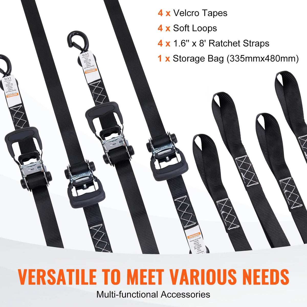 SucceBuy Trailer Ratchet Tie Down Straps With Padded Handles