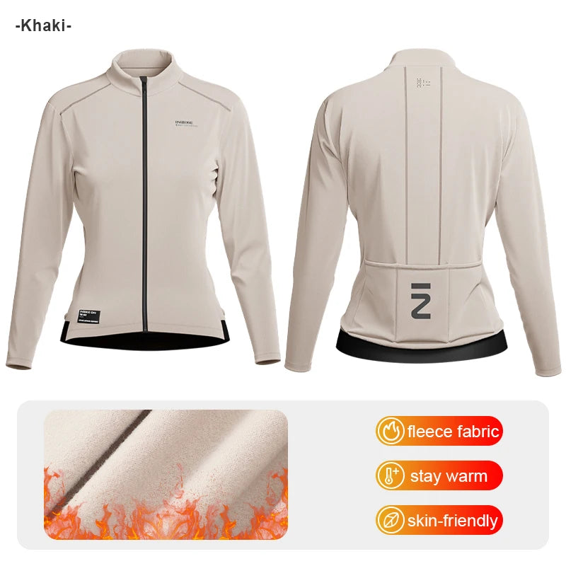 INBIKE Women's Thermal Fleece Cycling Jersey for Winter Mountain Biking