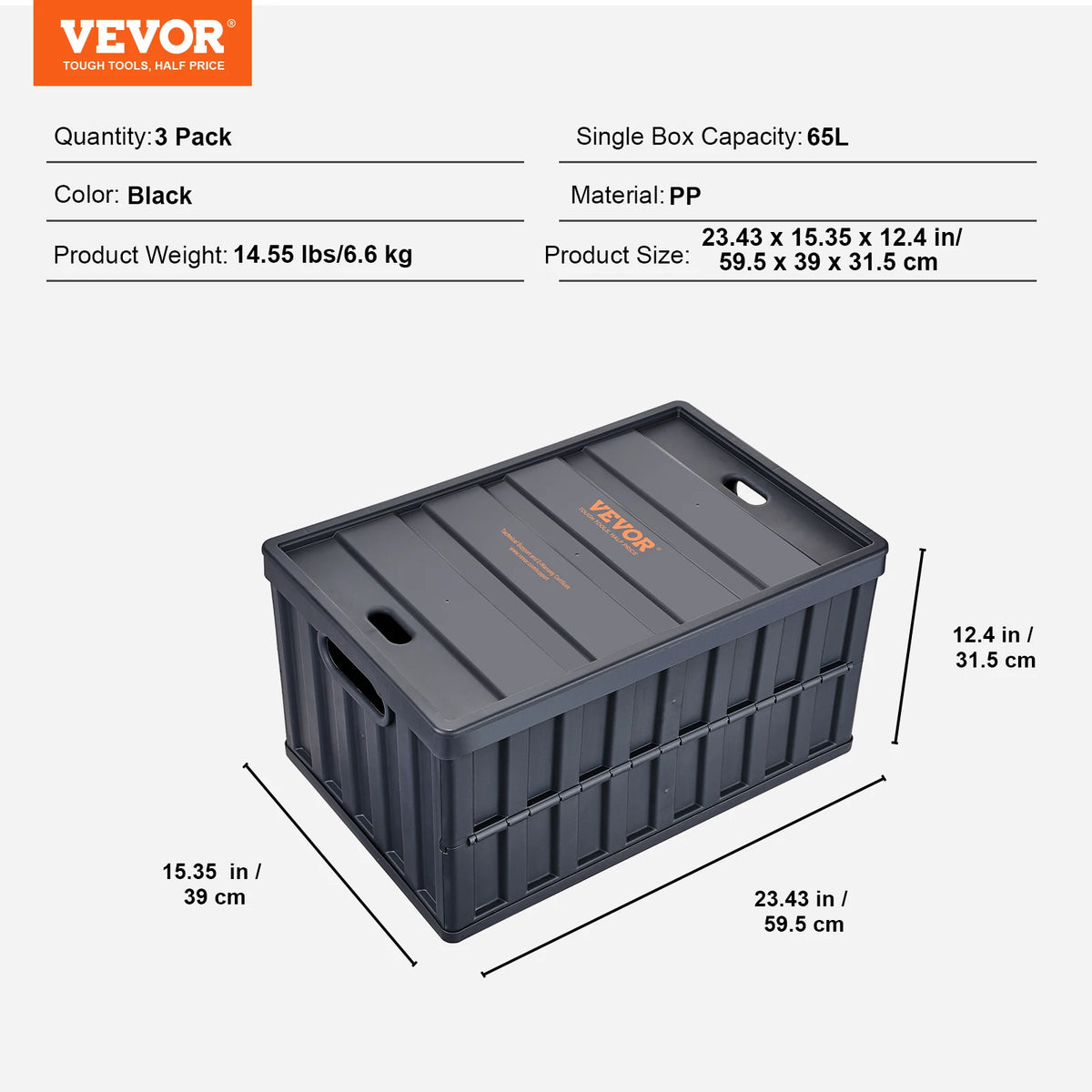 SucceBuy Set of Three Collapsible Stackable Storage Bins With Lids