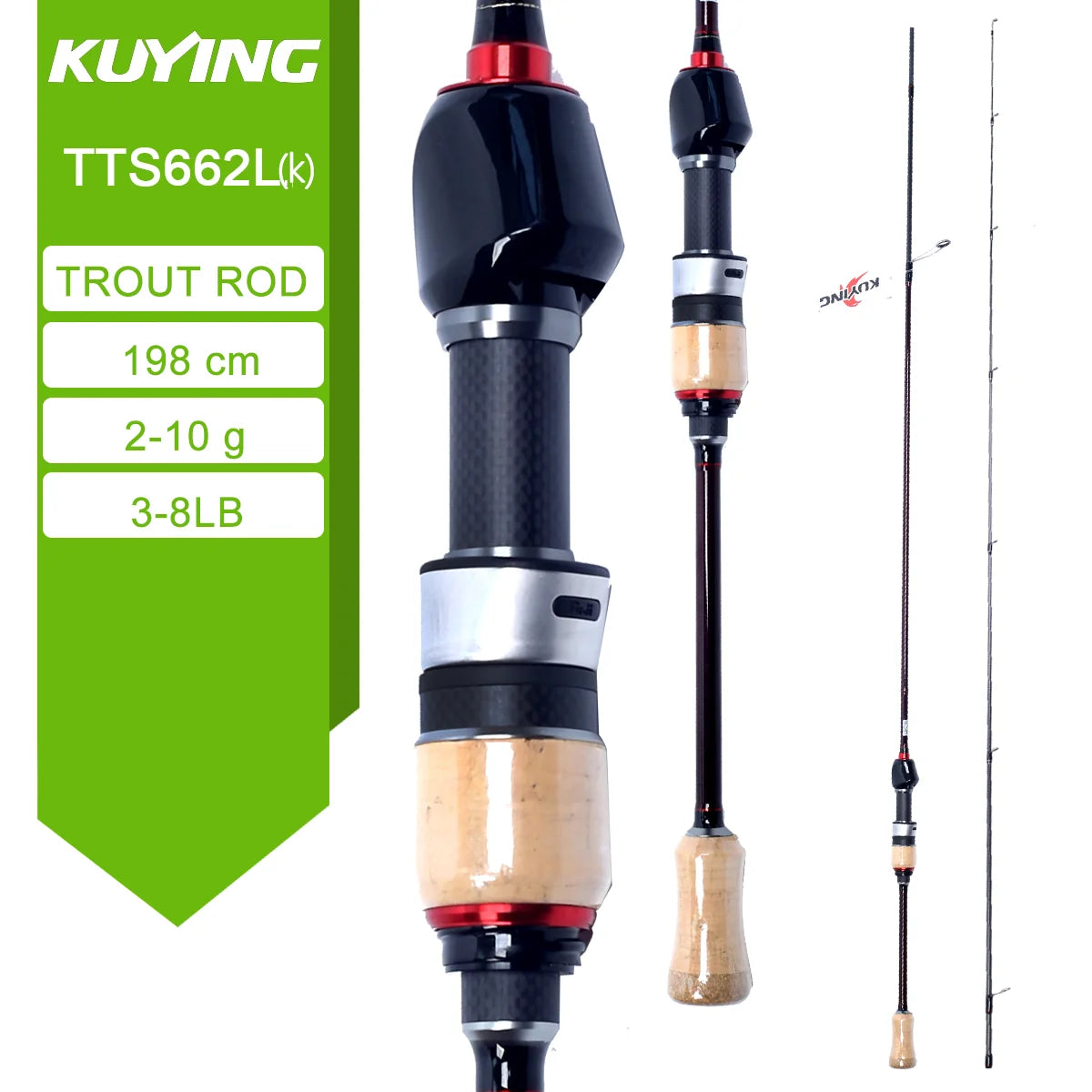 KUYING TETON Carbon Spinning and Casting Fishing Rods for Lures
