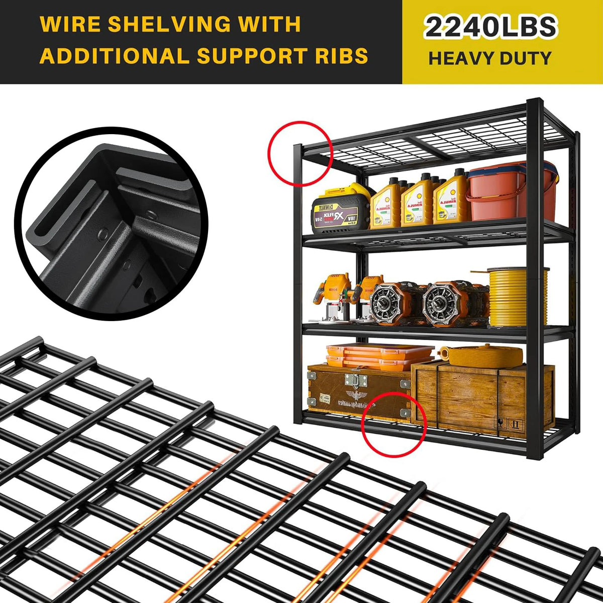 Sarenzoon Heavy Duty Four Shelf Metal Garage Storage Rack