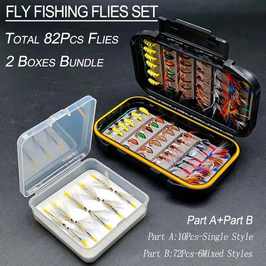 Fly Fishing Flies Kit With Dry Wet Flies and Nymphs