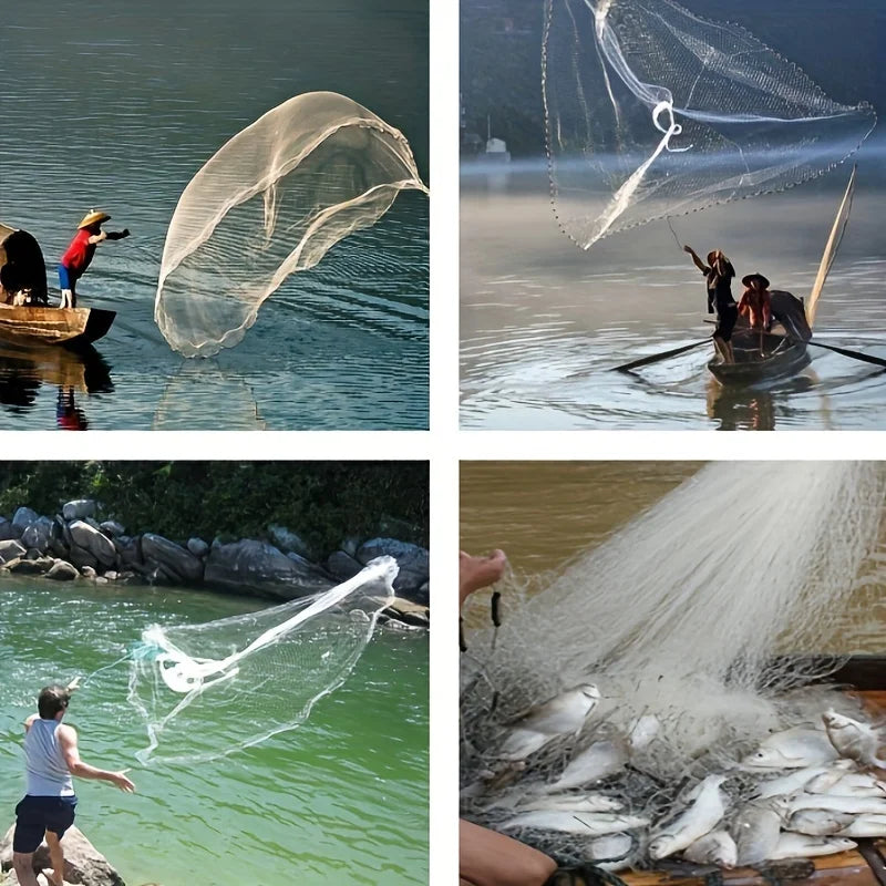 Easy Throw Nylon Fishing Cast Net for Saltwater and Freshwater
