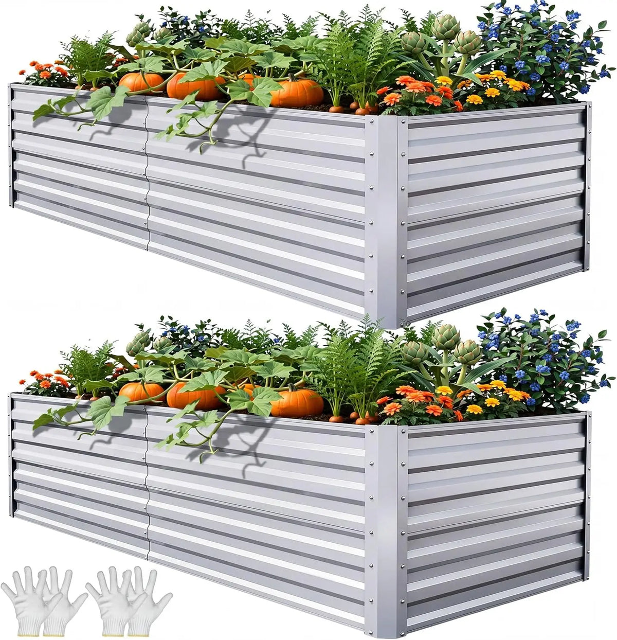 Galvanized Metal Raised Garden Bed Planter Kit for Outdoor Gardening