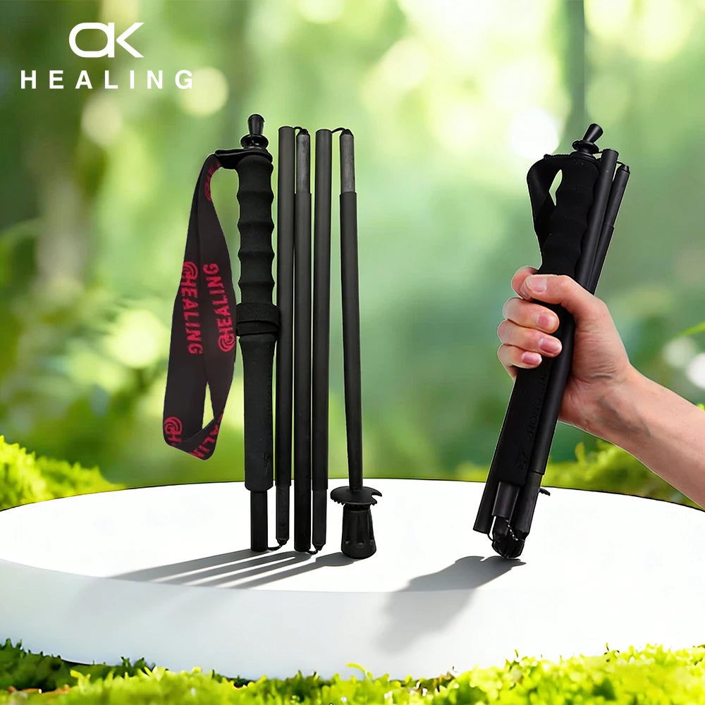 OKHEALING Foldable Carbon Fiber Trekking Poles for Hiking and Travel