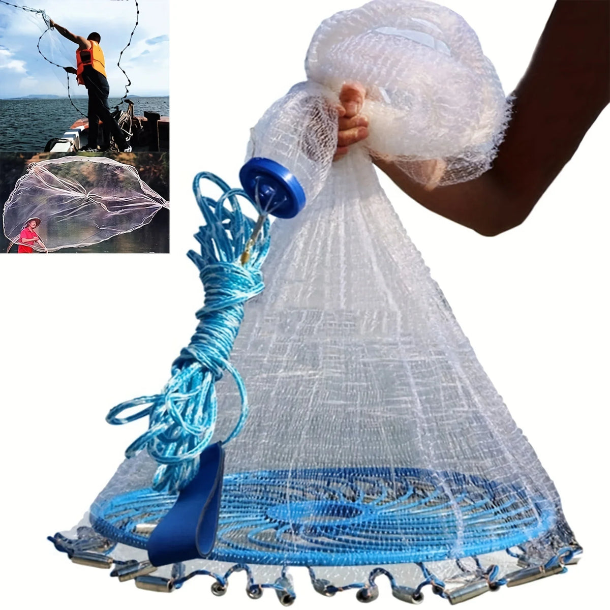 Retractable Monofilament Fishing Net for Freshwater and Saltwater Fishing