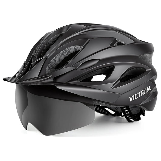 VICTGOAL Cycling Helmet With Magnetic Goggles Visor And LED Light