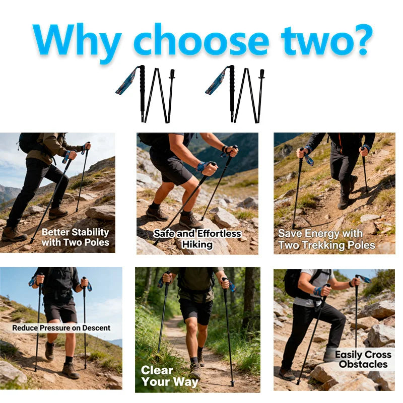 OKHEALING Foldable Carbon Fiber Trekking Poles for Hiking and Walking