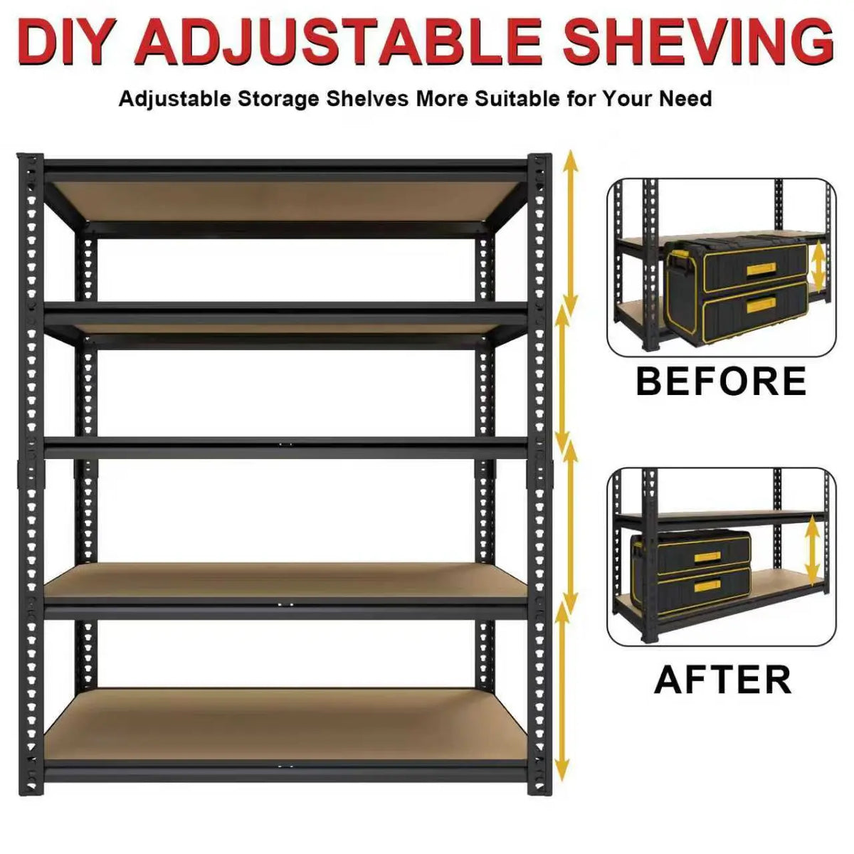 SARENZOON Heavy Duty Adjustable Metal Garage Storage Shelving System