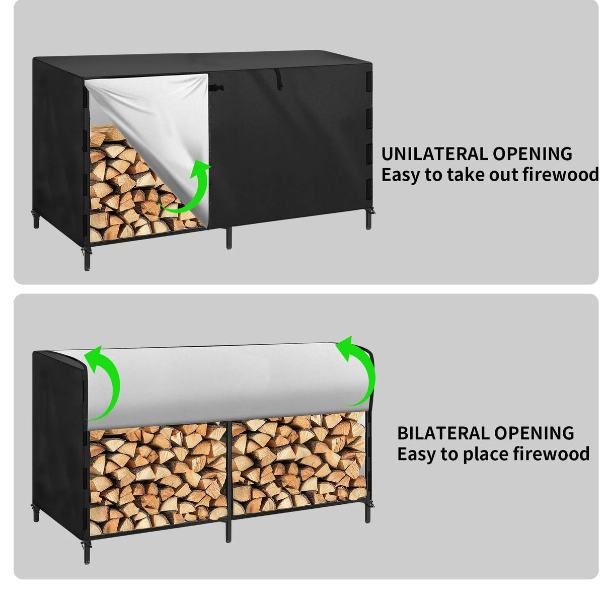 Waterproof Oxford Firewood Rack Cover for Outdoor Log Storage