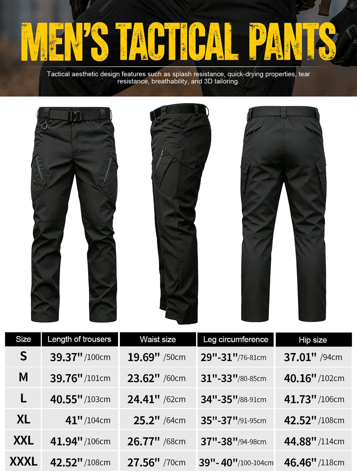 Men's Heavy Duty Tactical Ripstop Cargo Work Pants Water Resistant