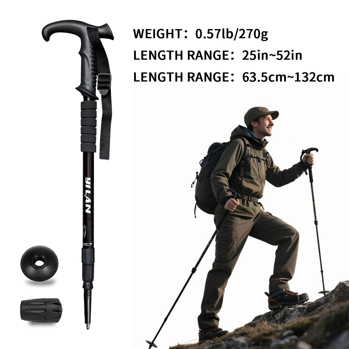 Ultralight Aluminum Hiking Poles With Shock Absorption And Fast Locking