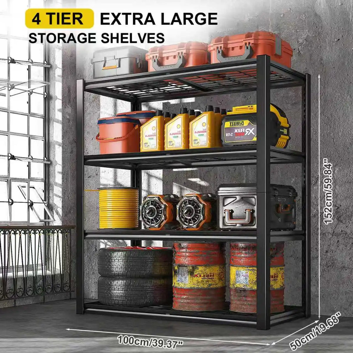 Sarenzoon Heavy Duty Four Shelf Metal Garage Storage Rack