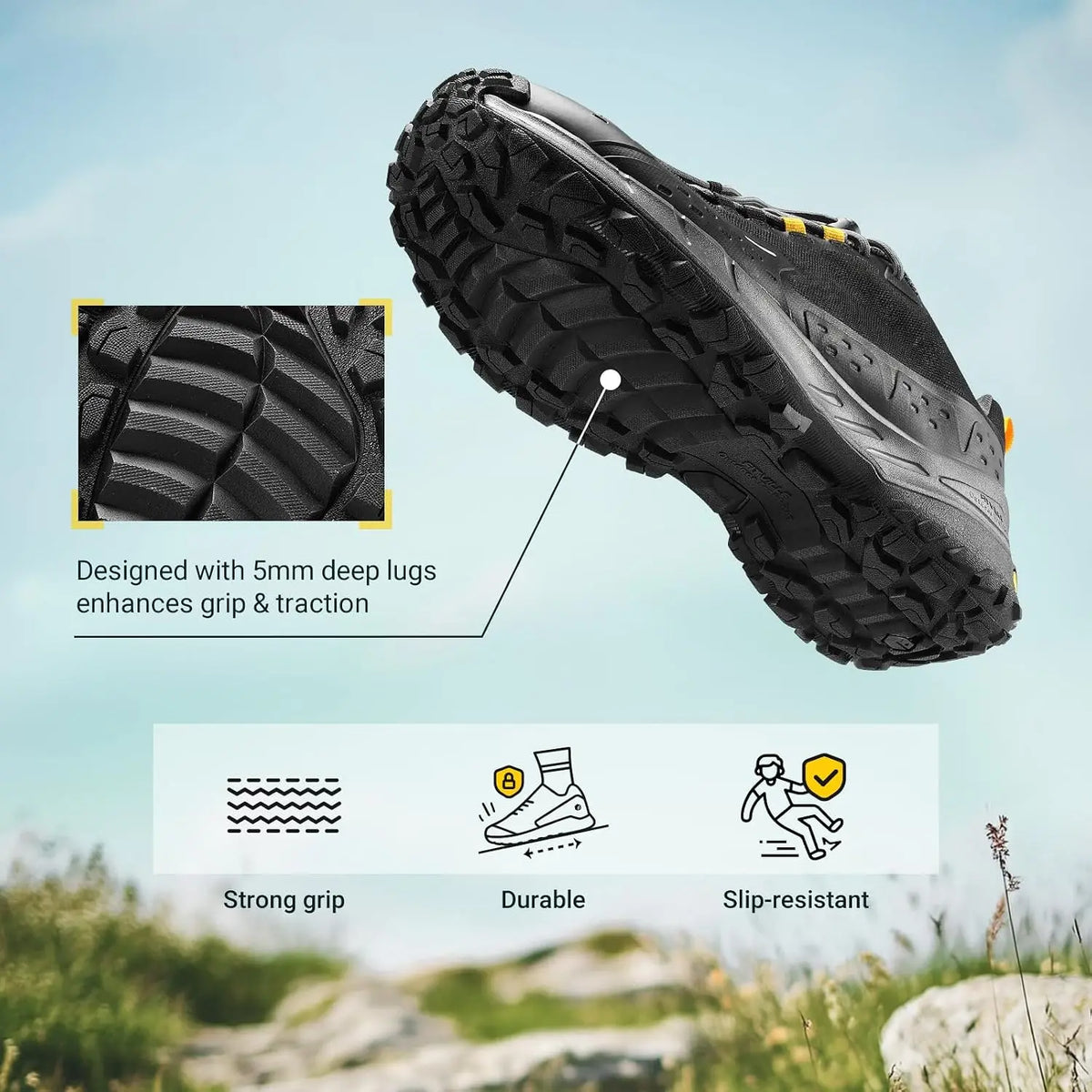 FitVille Men's Waterproof Hiking Shoes With Non Slip Traction