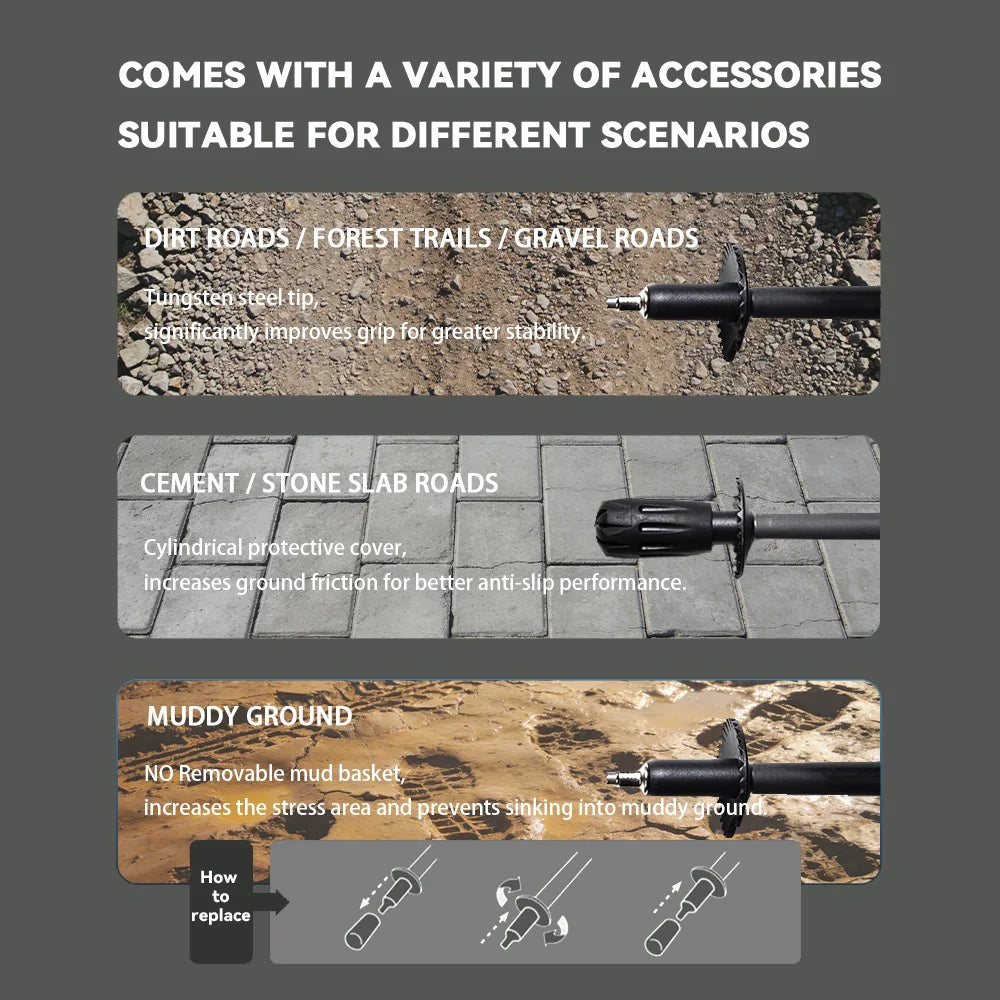 OKHEALING Foldable Carbon Fiber Trekking Poles for Hiking and Walking