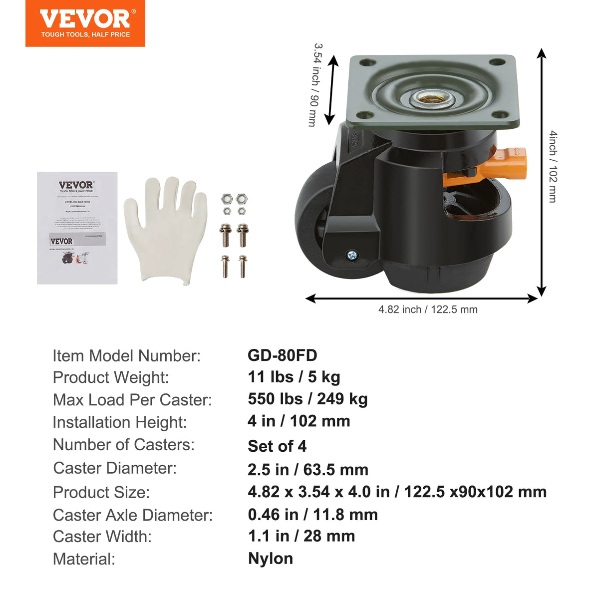 SucceBuy Heavy Duty Leveling Casters with Adjustable Feet for Workbenches