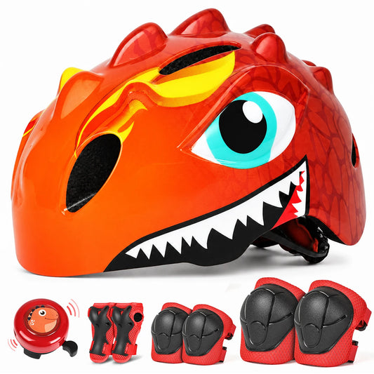 Victgoal Kids Bike Helmet Set With Bell And Protective Pads