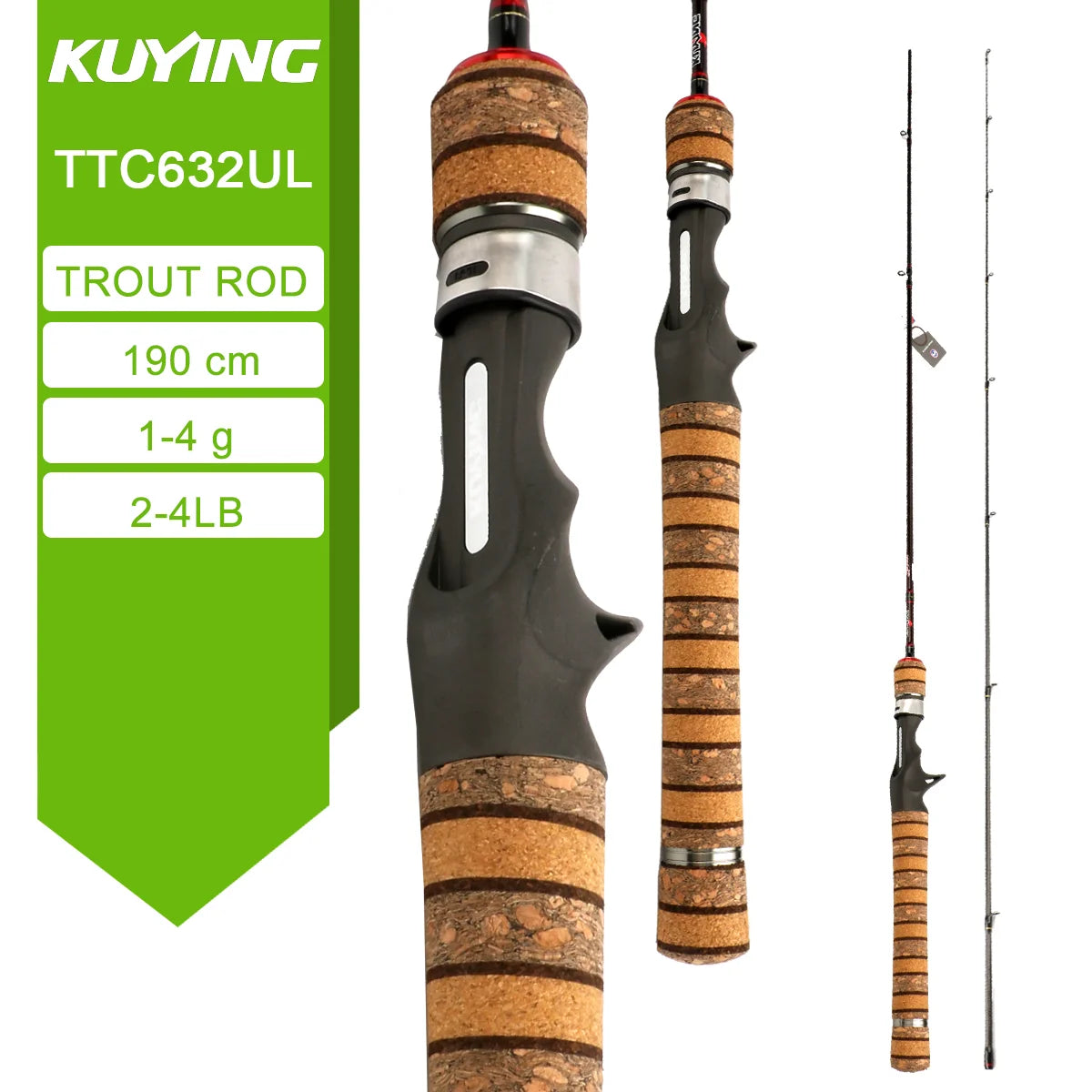 KUYING TETON Carbon Spinning and Casting Fishing Rods for Lures