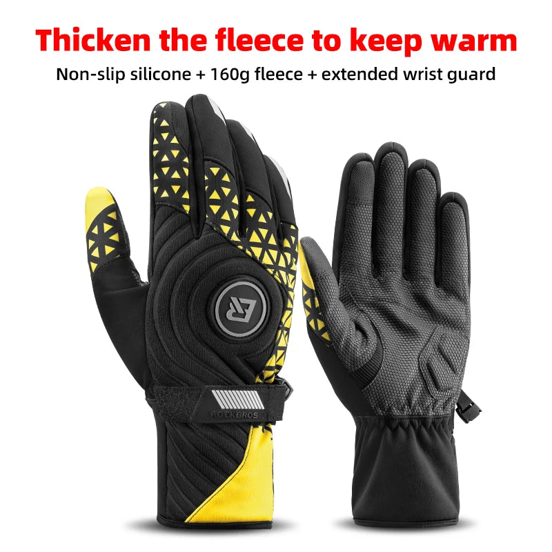 ROCKBROS Thermal Touchscreen Windproof Cycling Gloves With Shockproof Padding