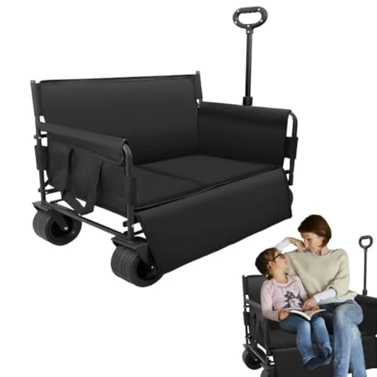 Heavy Duty Collapsible Wagon Bench Seat with All Terrain Wheels